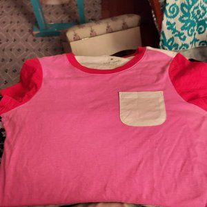 kate spade Women's Tricolor Red Pink White Tee Shirt, Size Small
